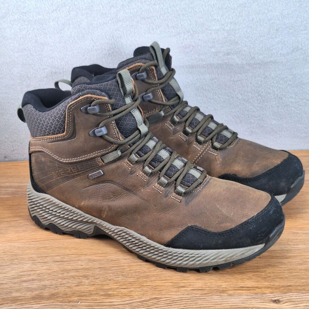 Merrell ForestBound Mid WP Men's 10.5 44.5 Waterproof Hiking Boots Brown Leather